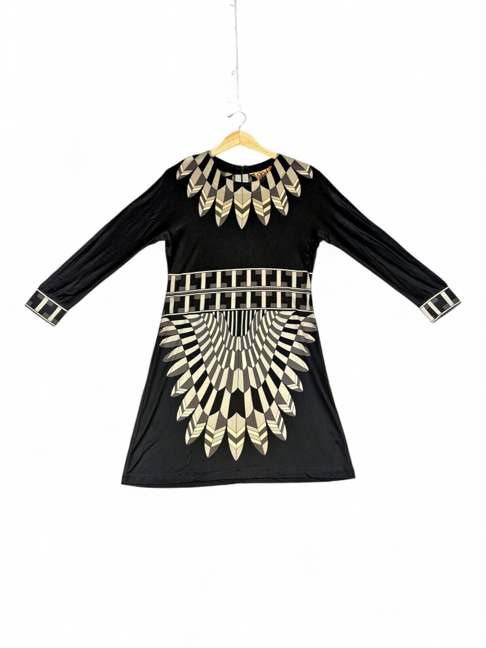 Tory Burch Silk Long Sleeve Geometric Print Dress L
